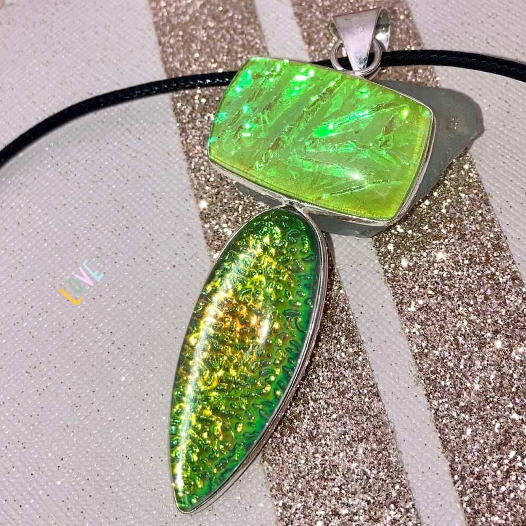 Neon Green Fire Opal Gemstone Handmade Pendant Necklace